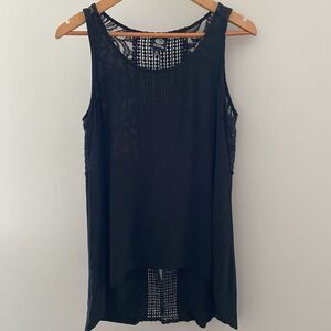 Bobeau Crochet Hippy Festival Goth Grunge Black Whimsigoth Top Sz M